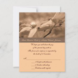 Sepia Dogwood Wedding RSVP Karte