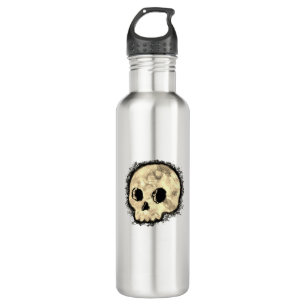 Sepia Dotted Halftone Skull Wasserfarbe Edelstahlflasche
