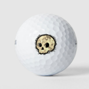 Sepia Dotted Halftone Skull Wasserfarbe Golfball