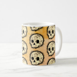 Sepia Dotted Halftone Skull Wasserfarbe Kaffeetasse