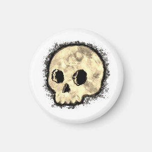 Sepia Dotted Halftone Skull Wasserfarbe Magnet