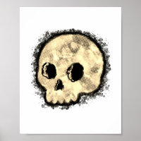 Sepia Dotted Halftone Skull Wasserfarbe