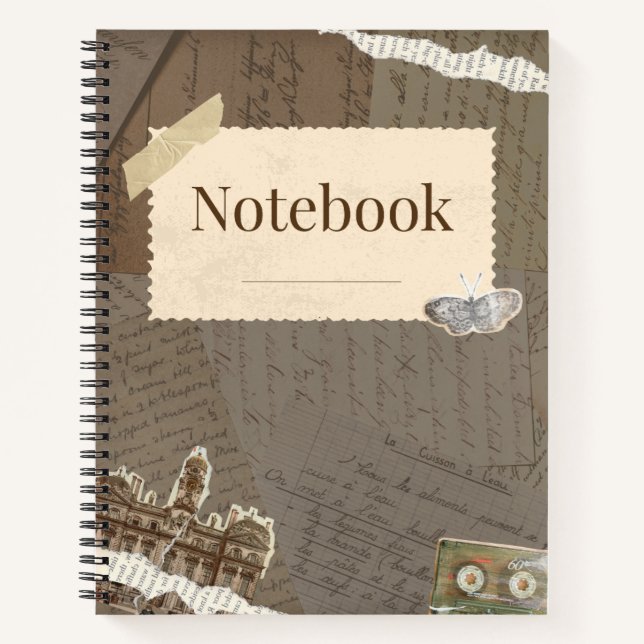 Sepia Dreams Brown Vintag Ephemera Notizbuch (Vorderseite)