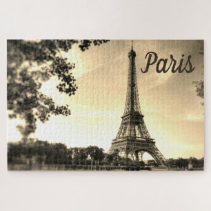 Sepia Eiffel Tower Paris Europe Travel Foto Puzzle