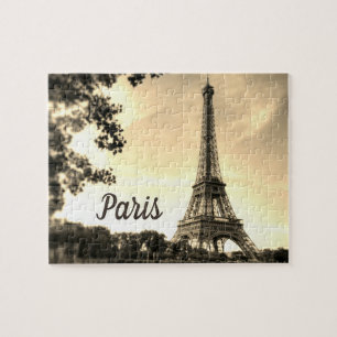 Sepia Eiffel Tower Paris Europe Travel Foto Puzzle