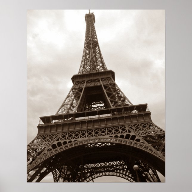 Sepia Eiffel Tower Paris Poster (Vorne)