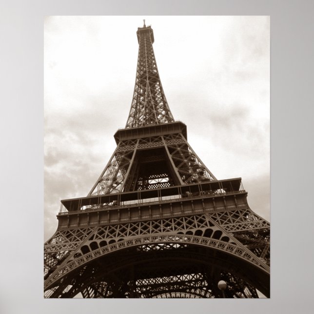 Sepia Eiffel Tower Paris Poster (Vorne)