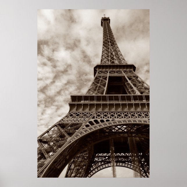 Sepia Eiffel Tower Paris Romance City Poster (Vorne)