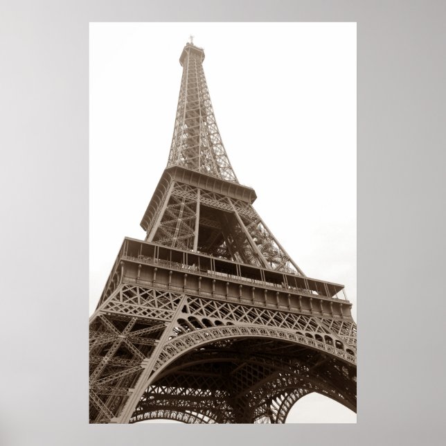 Sepia Eiffel Tower Paris Romance City Poster (Vorne)