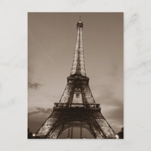 Sepia Eiffel Tower Romantischer Abend Paris Postkarte
