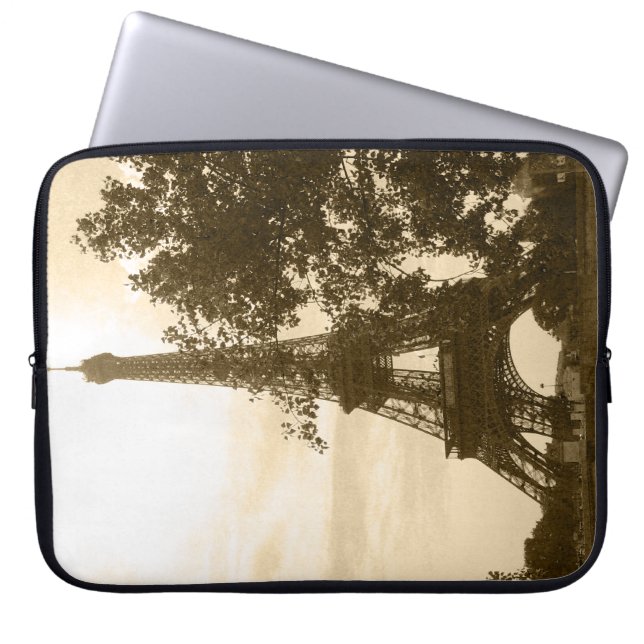 Sepia-Eiffelturm Laptopschutzhülle (Vorderseite)