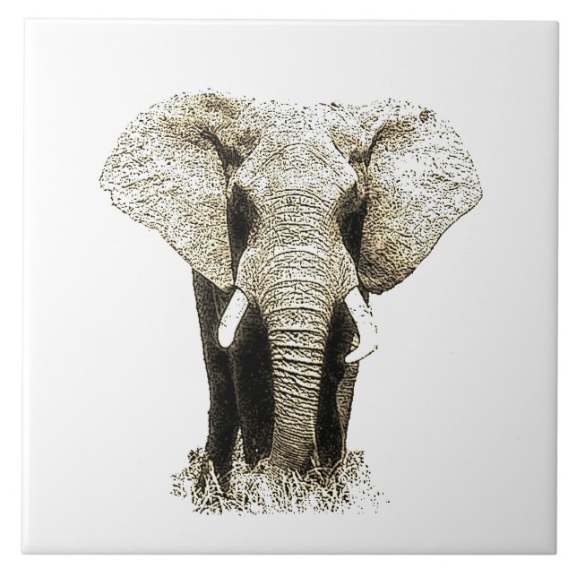 Sepia Elephant Fliese (Vorderseite)