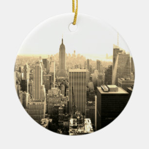 Sepia Empire State Building Manhattan Vintage Keramik Ornament