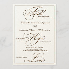Sepia Faith Hope Liebe Skript Hochzeit Einladung