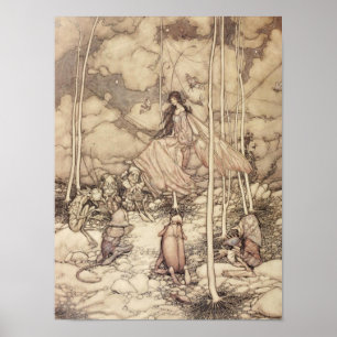 Sepia-farbene Feenkönigin mit Kreatur Poster