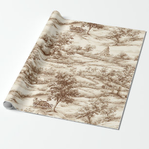 Sepia Farmhouse-Kürbis-Toile-Erntedecke-Muster Geschenkpapier