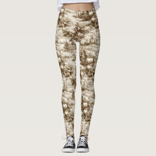 Sepia Farmhouse-Kürbis-Toile-Erntedecke-Muster Leggings