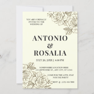 Sepia Filter Blume Vintag Illustration Hochzeit Einladung