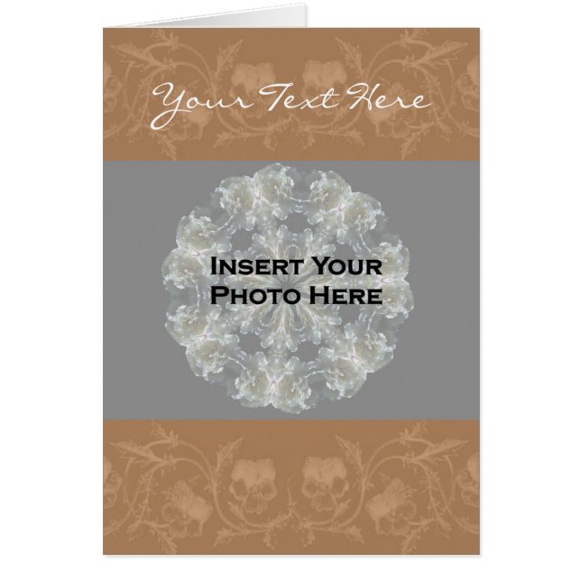 Sepia Floral Muster Foto-Karte (Vorne)