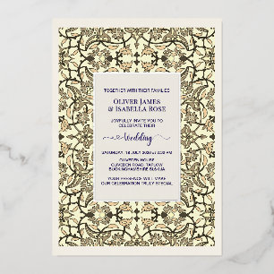 Sepia Florale Arabesque Hochzeits-Einladung - Foli Folieneinladung
