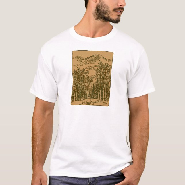 Sepia-Gebirge und Wald T-Shirt (Vorderseite)
