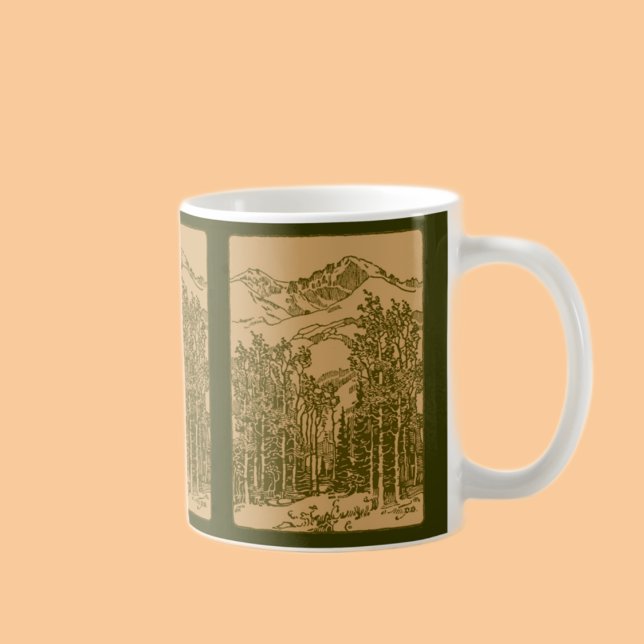 Sepia-Gebirge und Wald Tasse (Von Creator hochgeladen)