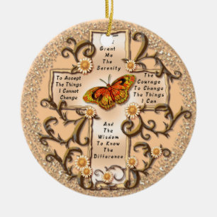 Sepia Gelassenheit Kreuz Keramik Ornament