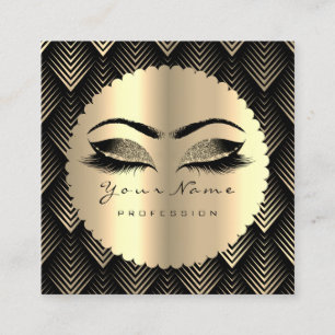 Sepia Gold Black Glitzer Makeup Artist Lashes WELL Quadratische Visitenkarte