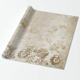 Sepia Gold Floral Hütte Grungy Damask Antonietta Geschenkpapier