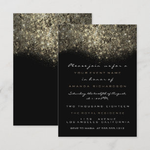 Sepia Gold Glänzender Glitter Schwarze Einladung