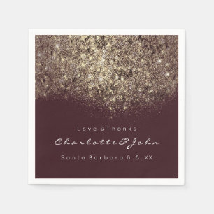 Sepia Gold Glitzer Burgundy Confetti Sequin Serviette