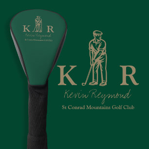 Sepia-Golfspieler-Klassischer-Golfer-Monogramm Golf Headcover