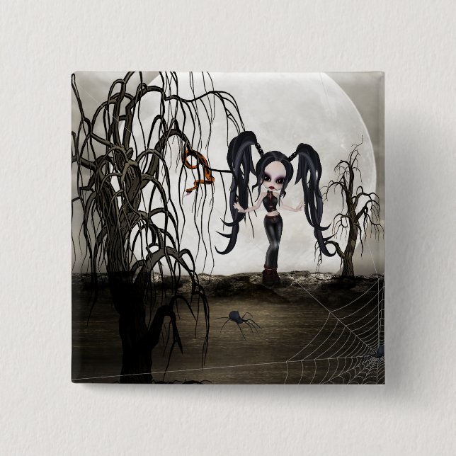 Sepia Goth Girl Button (Vorderseite)