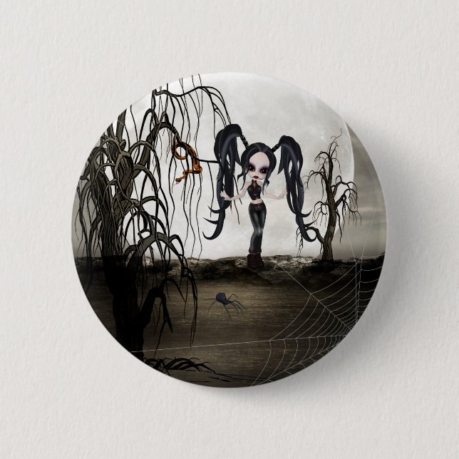 Sepia Goth Girl Button (Vorderseite)