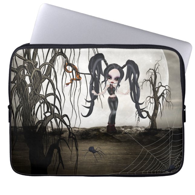 Sepia Goth Girl Laptopschutzhülle (Vorderseite)