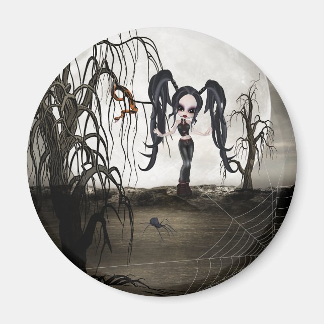 Sepia Goth Girl Magnet (Vorne)