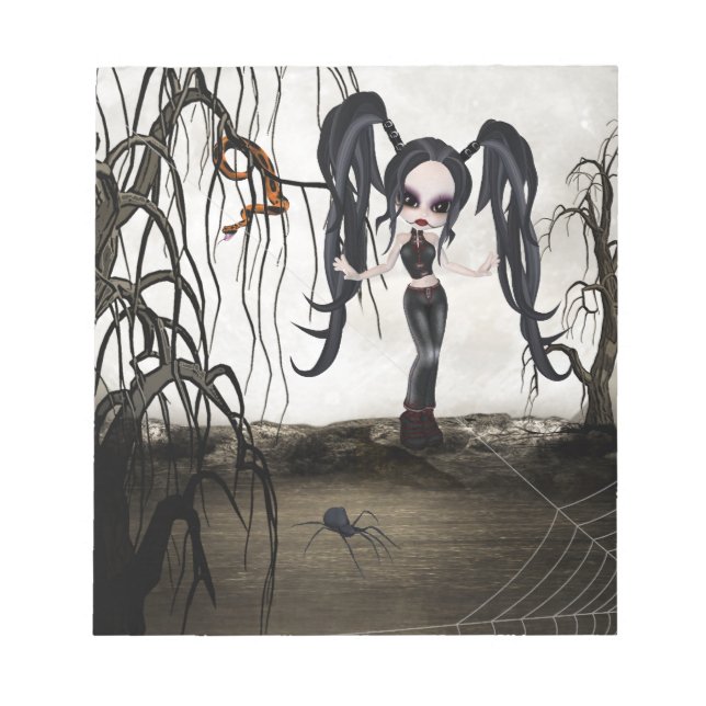 Sepia Goth Girl Notizblock (Vorderseite)
