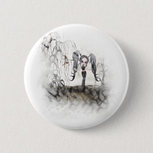 Sepia Goth Girl Vignette Button