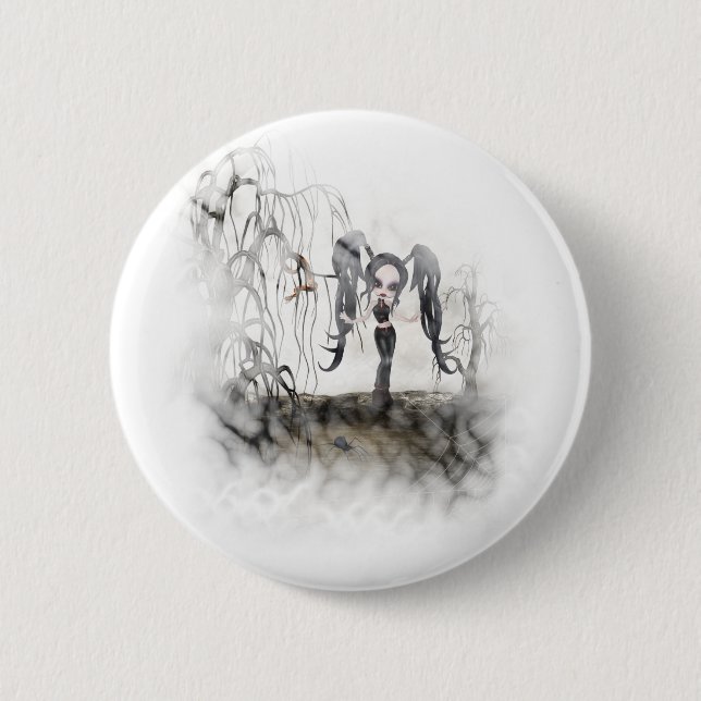 Sepia Goth Girl Vignette Button (Vorderseite)