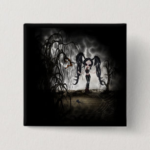 Sepia Goth Girl Vignette Button