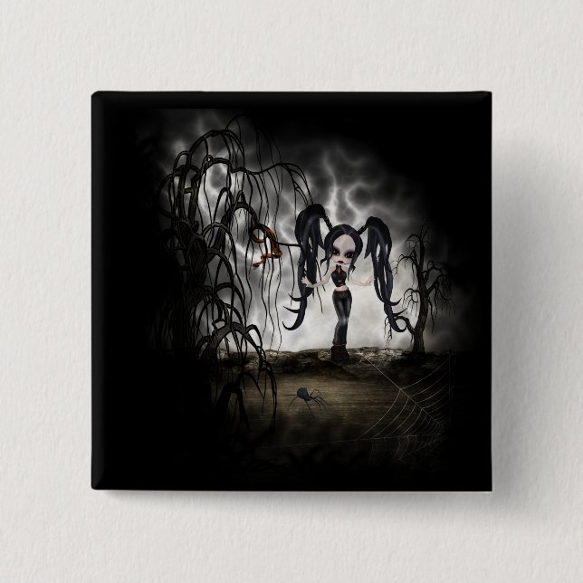 Sepia Goth Girl Vignette Button (Vorderseite)