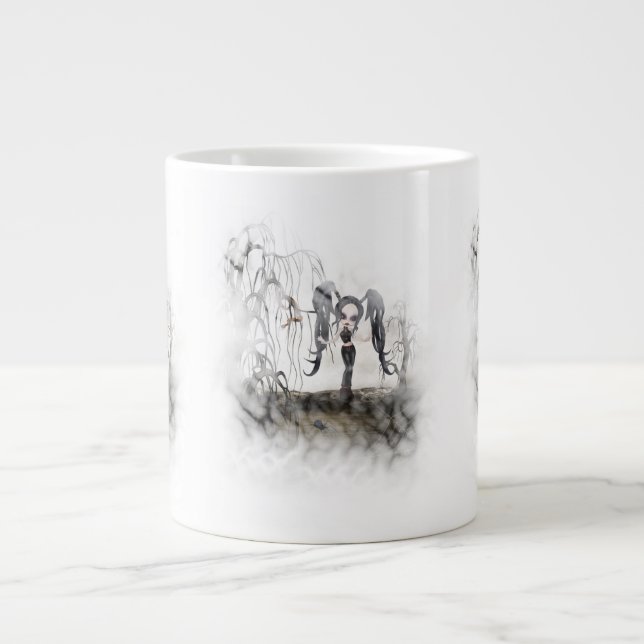 Sepia Goth Girl Vignette Jumbo-Tasse (Vorderseite)