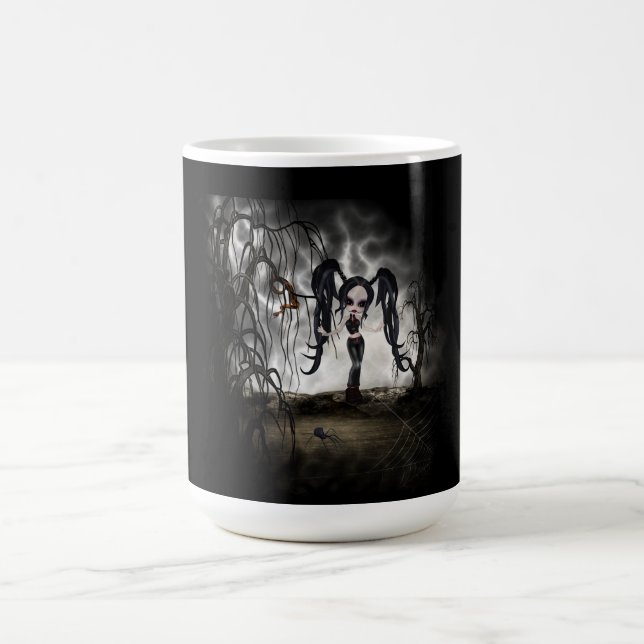 Sepia Goth Girl Vignette Kaffeetasse (Mittel)