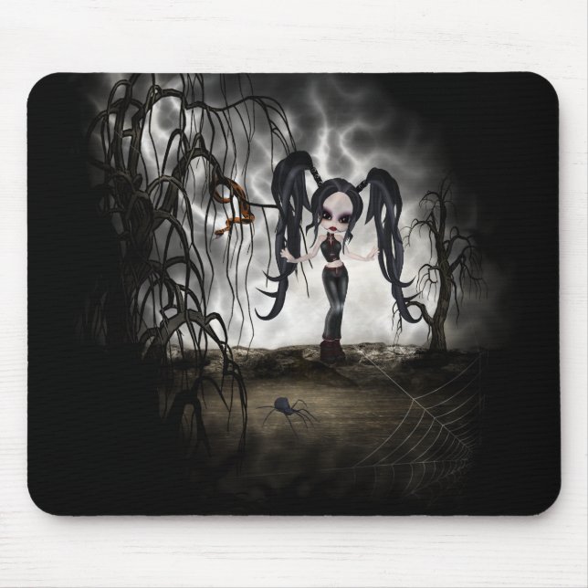 Sepia Goth Girl Vignette Mousepad (Vorne)