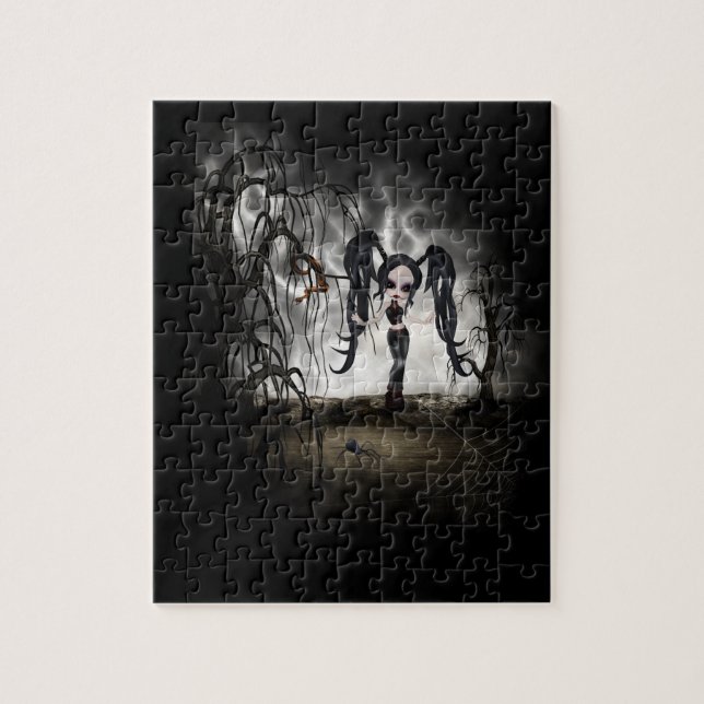 Sepia Goth Girl Vignette Puzzle (Vertikal)