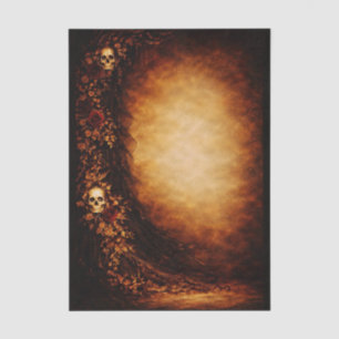 Sepia-Gotisch-Totenkopf-Rosen-Hintergrund FJ4L Dec Seidenpapier