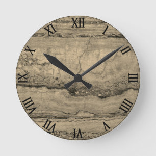Sepia Granit Runde Wanduhr