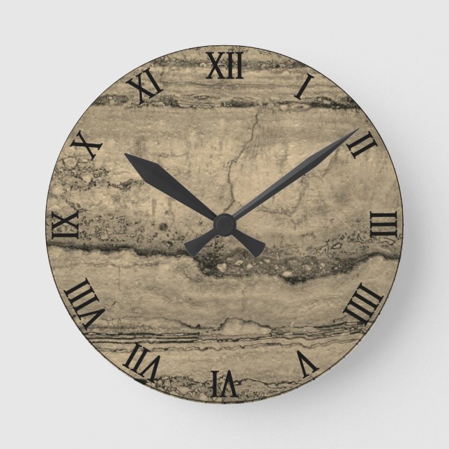 Sepia Granit Runde Wanduhr (Vorderseite)
