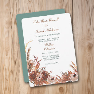 Sepia Herbstflorale Hochzeitseinladung Einladung