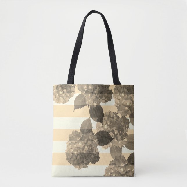 Sepia Hydrangea mit Stripes-Tasche (Vorderseite)